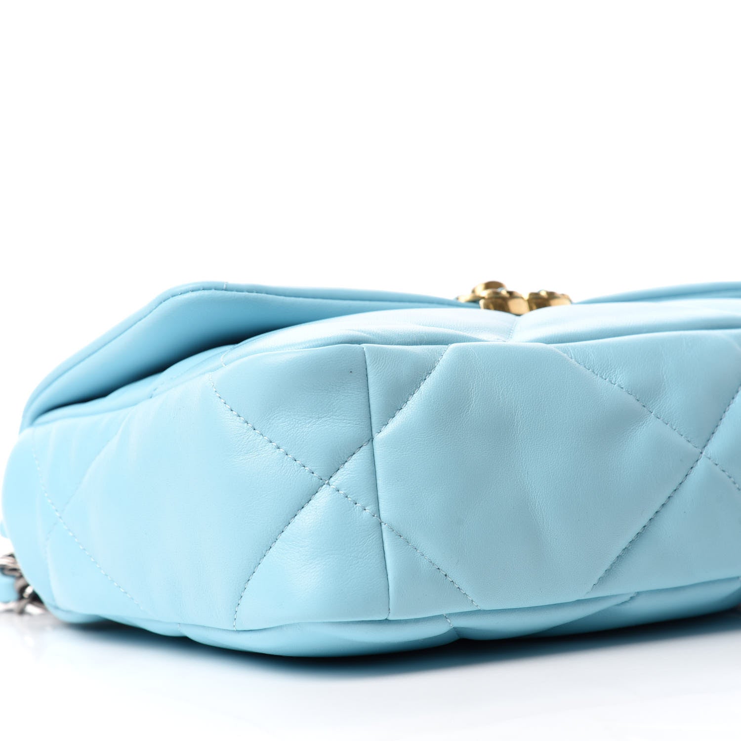 Chanel Shiny Lambskin Quilted Medium Chanel 19 Flap Light Blue 6 of 11
