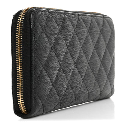 Chanel Caviar Quilted Large Gusset Zip Around Wallet Black 3 of 13