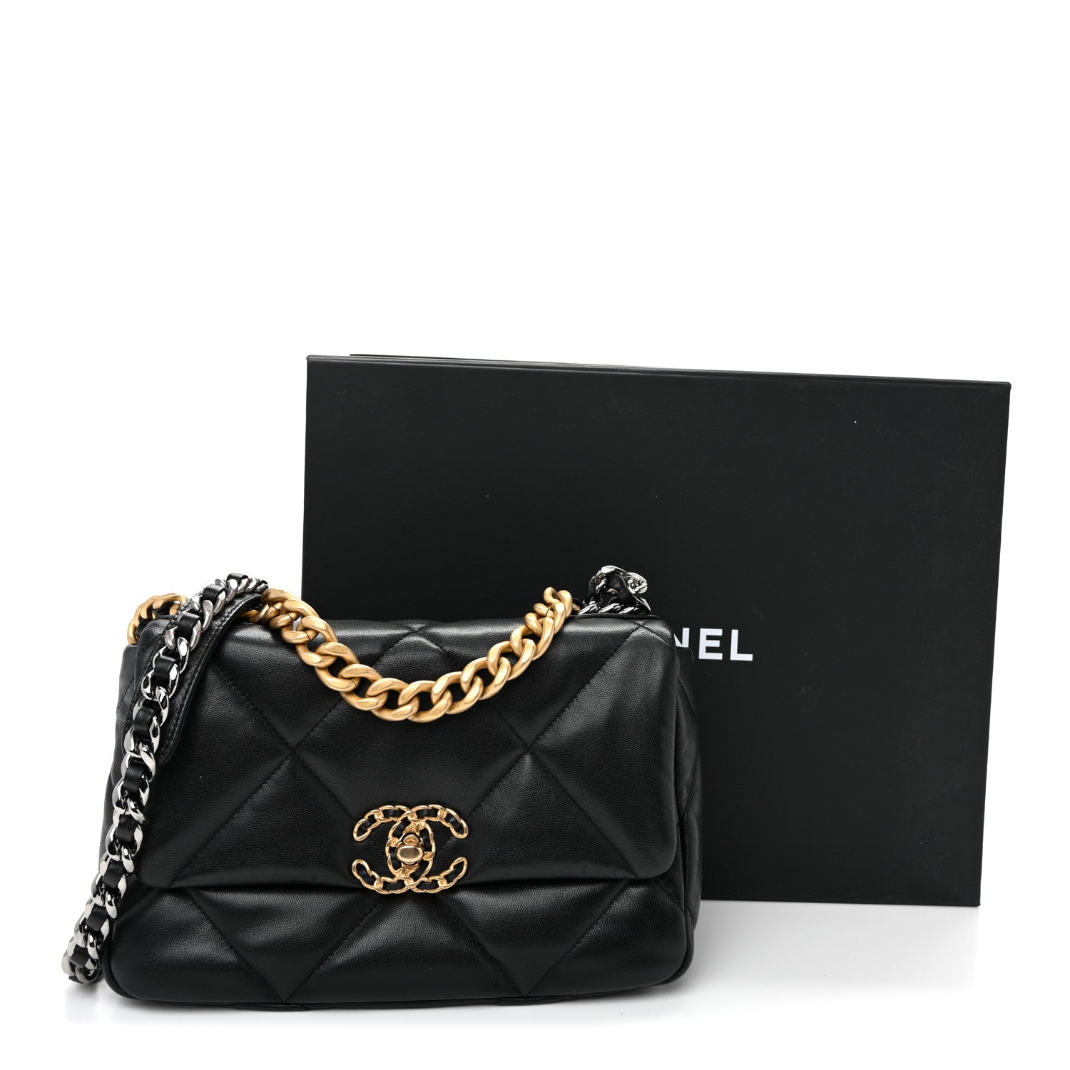 Chanel Goatskin Quilted Medium Chanel 19 Flap Black 11 of 11