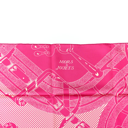 Hermes Silk Mors A Jouets Chemise Scarf 90 Petunia Creme 5 of 5