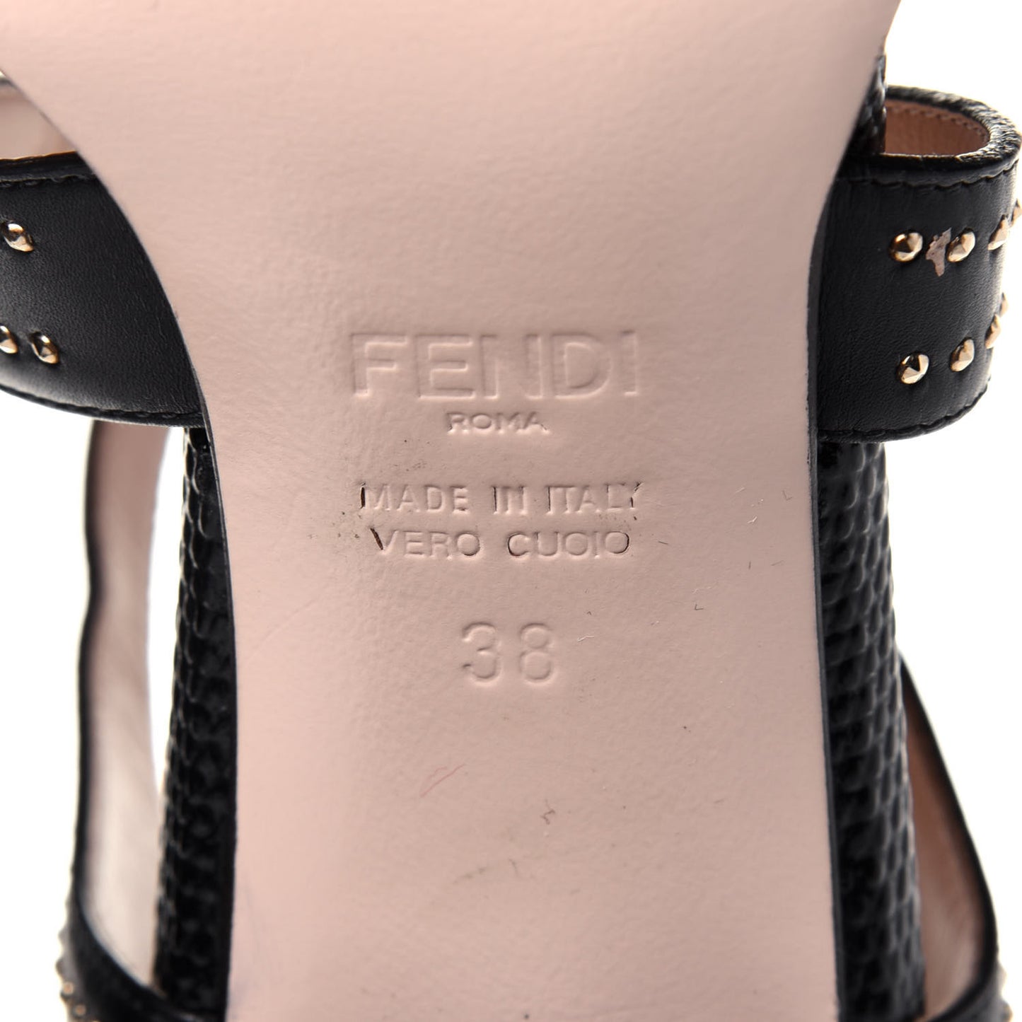 Calfskin Studded Chameleon Block Heel Pumps 38 Black