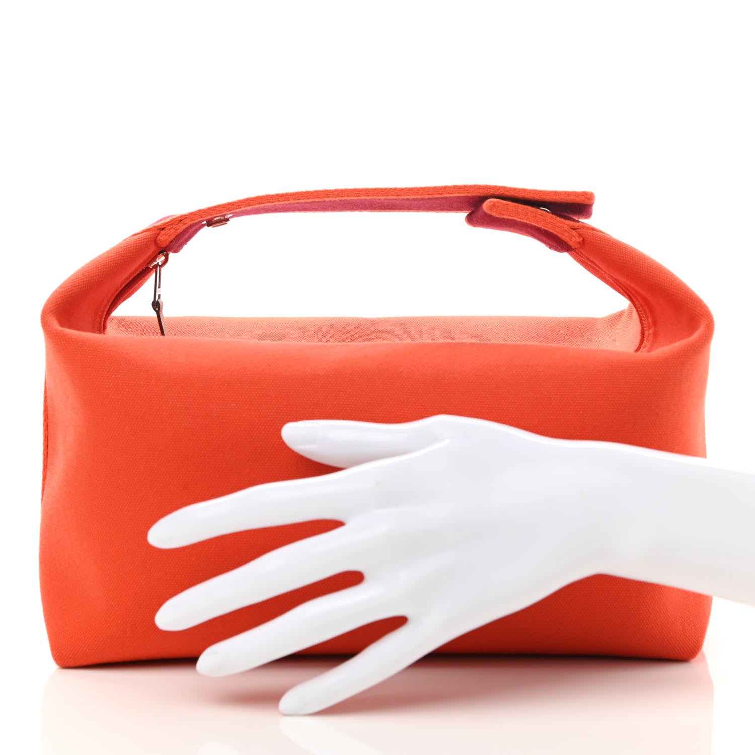 Hermes Canvas Large Bride-A-Brac Pouch Orange Feu Burgundy 3 of 9
