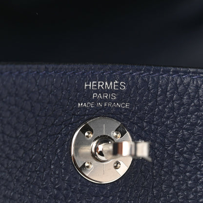 Hermes Taurillon Clemence Mini Lindy 20 Bleu Nuit 6 of 10