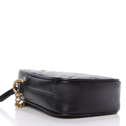 Gucci Calfskin Matelasse Mini GG Marmont Crossbody Bag Black 4 of 10