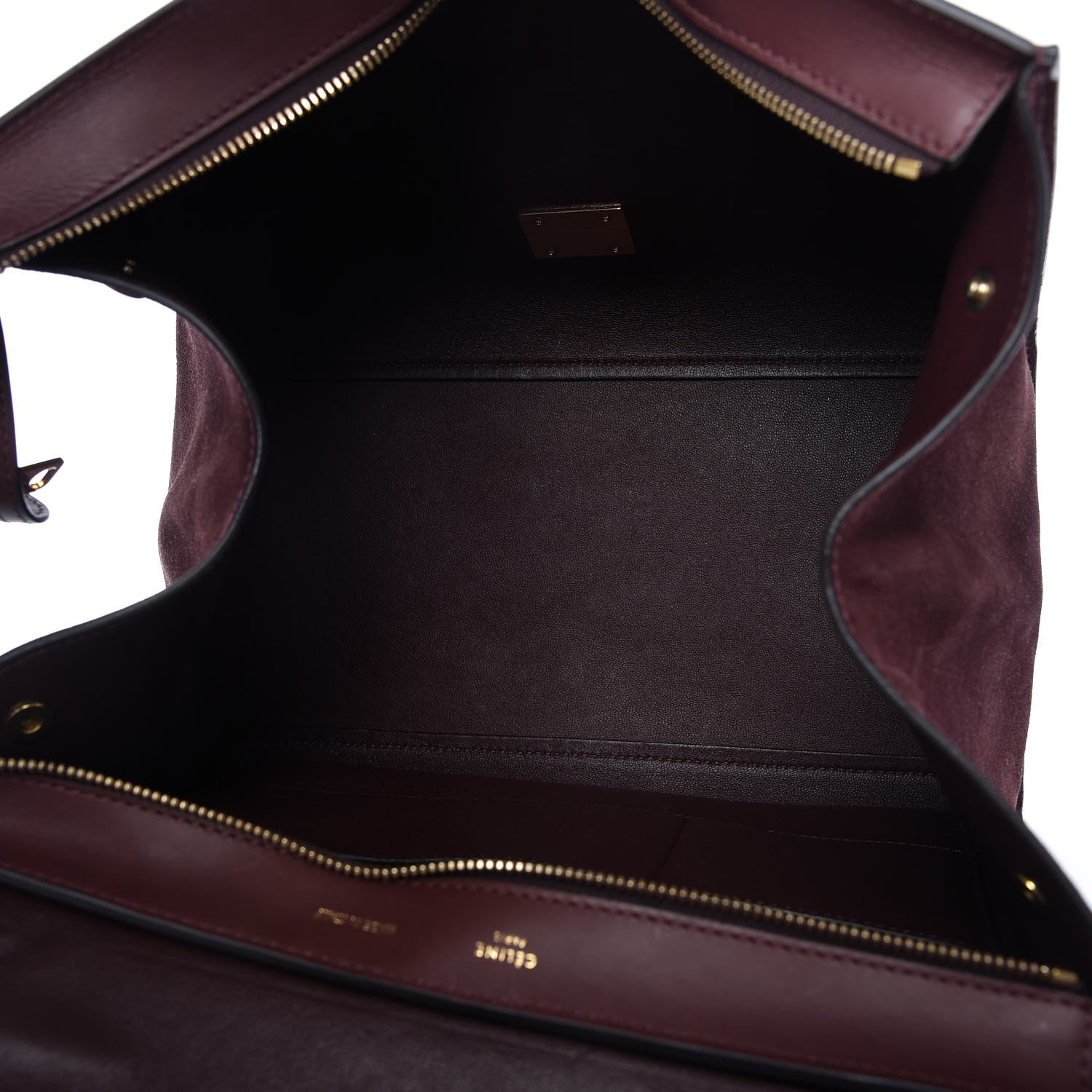 Celine Smooth Calfskin Suede Medium Trapeze Burgundy 5 of 9