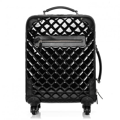 Chanel Vinyl Calfskin Quilted Trolley Rolling Luggage Black 1 of 6