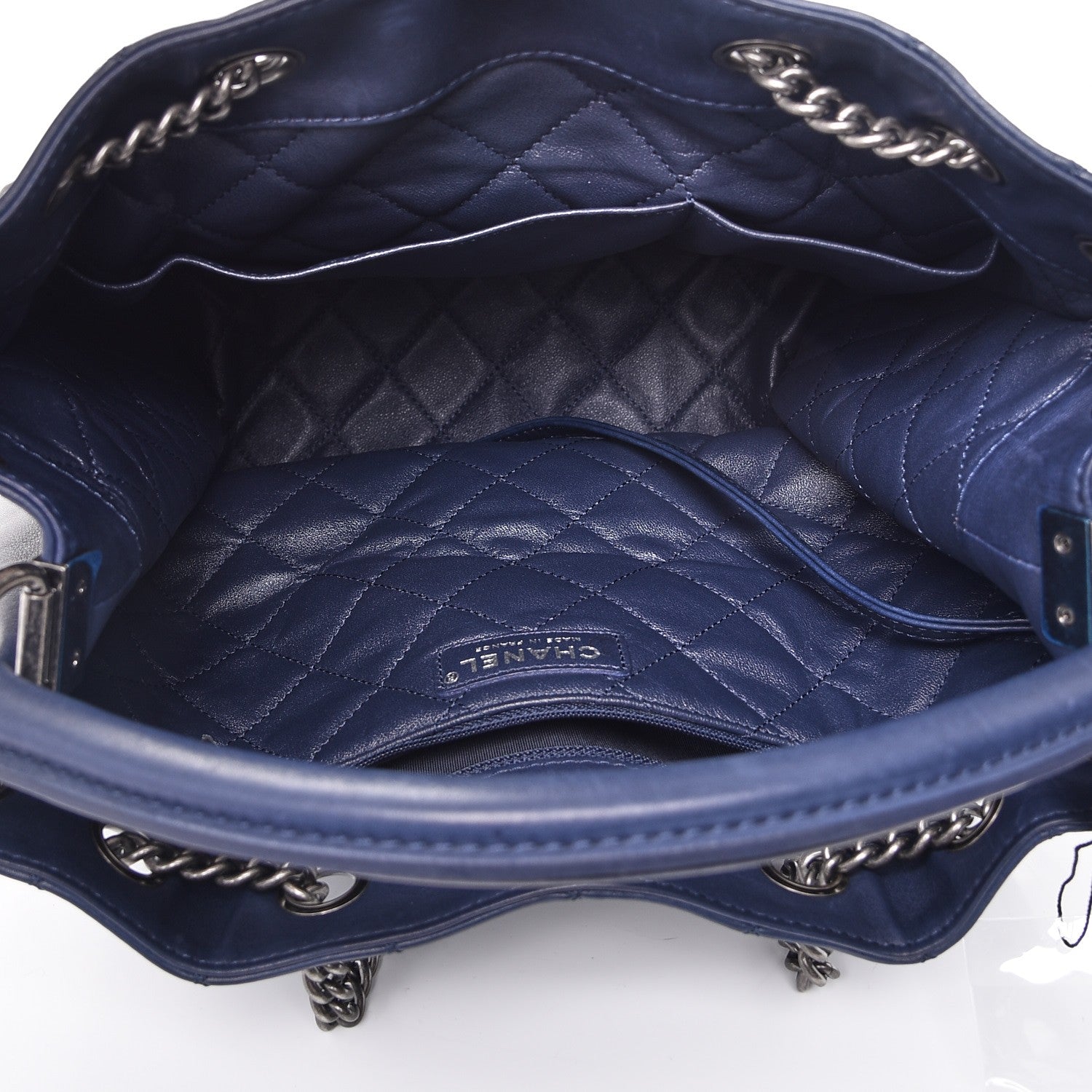 Chanel Calfskin Stitched Large Urban Luxury Drawstring Backpack Navy Blue 5 of 11