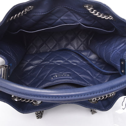 Chanel Calfskin Stitched Large Urban Luxury Drawstring Backpack Navy Blue 5 of 11