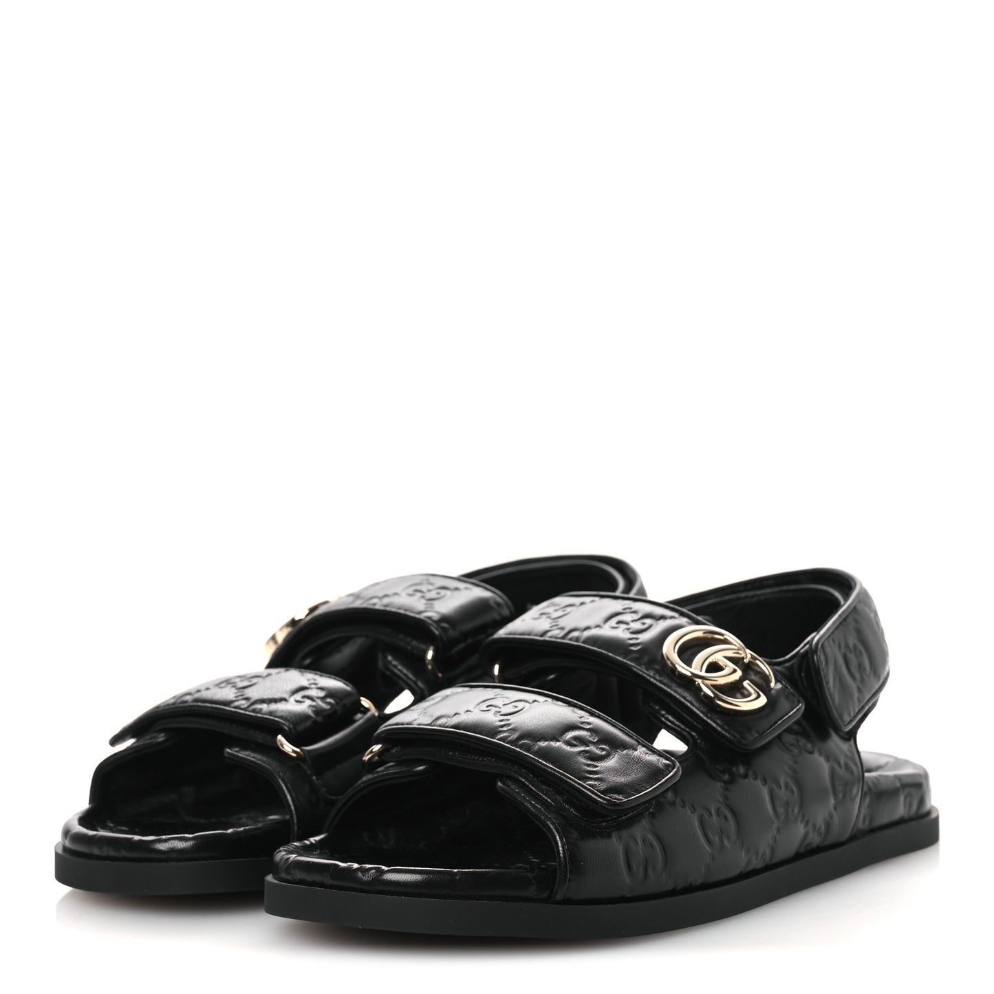 Guccissima GG Embossed Womens Sandals 37 Black