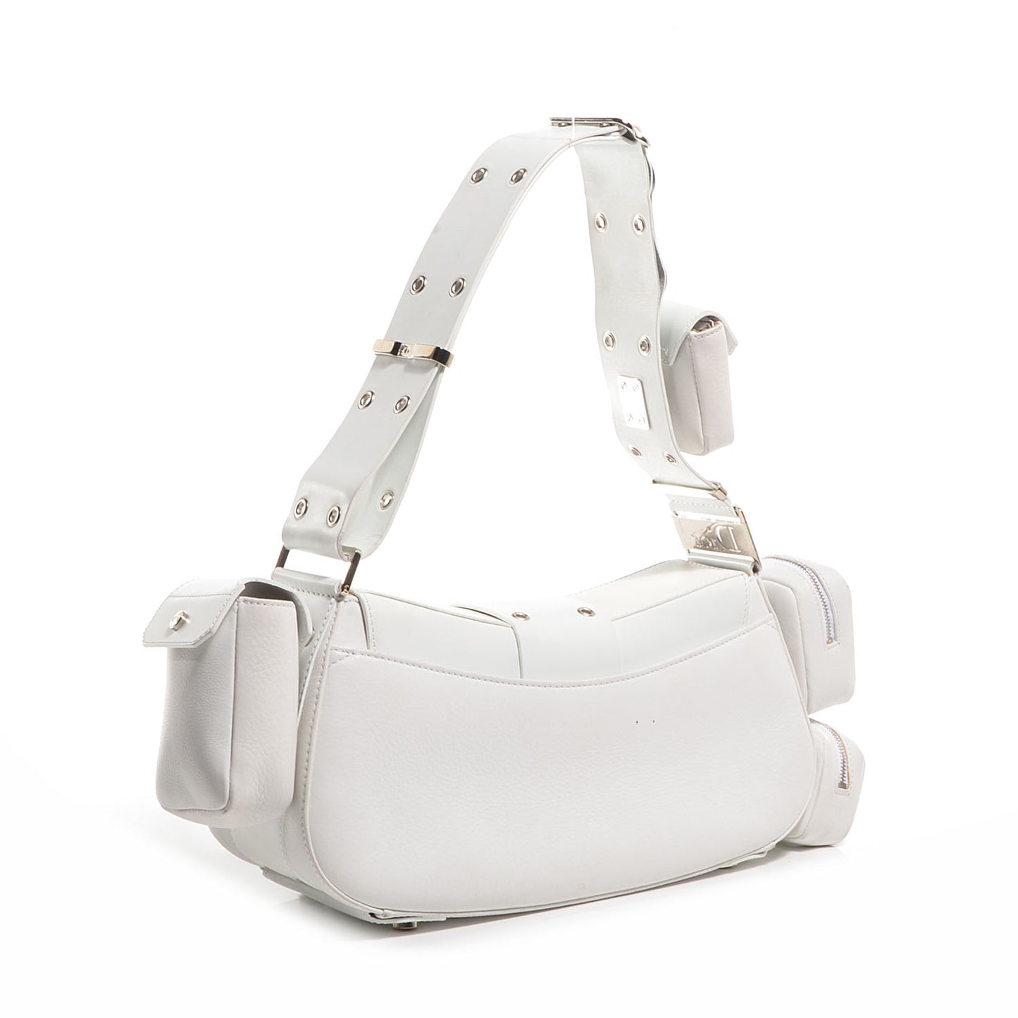 Leather Street Chic Columbus Ave Shoulder Bag White