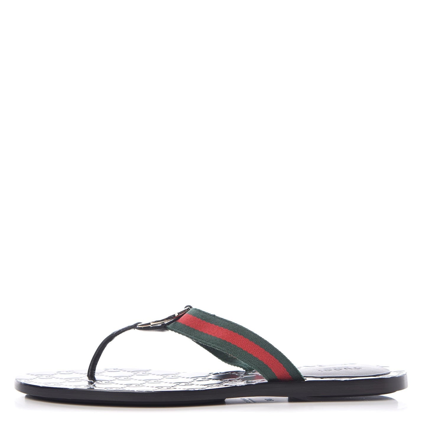 Nylon Guccissima Web Womens Thong Sandals 38 Green Red Black