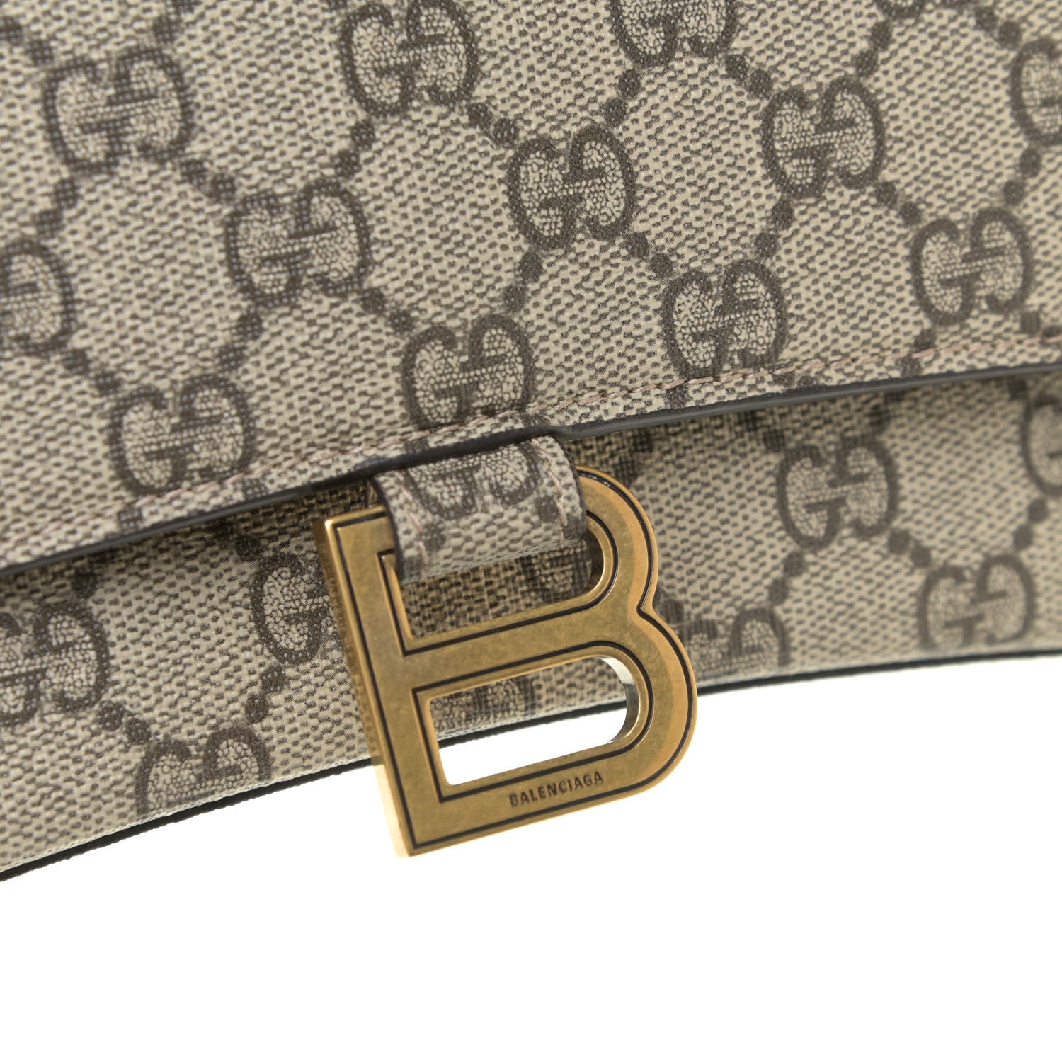Balenciaga X GUCCI GG Supreme Monogram Medium Hourglass Top Handle Bag Beige Ebony 8 of 10