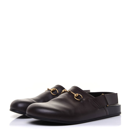 Gucci Calfskin Mens Horsebit River Slingback Slippers 10 Cocoa 3 of 8