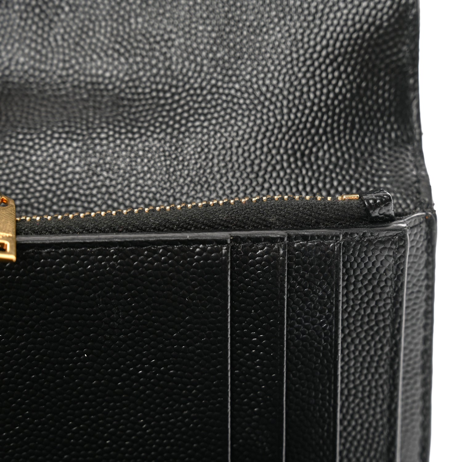 Saint Laurent Grain De Poudre Matelasse Chevron Monogram Compact Tri Fold Wallet Black 9 of 11