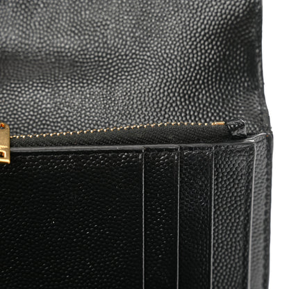 Saint Laurent Grain De Poudre Matelasse Chevron Monogram Compact Tri Fold Wallet Black 9 of 11