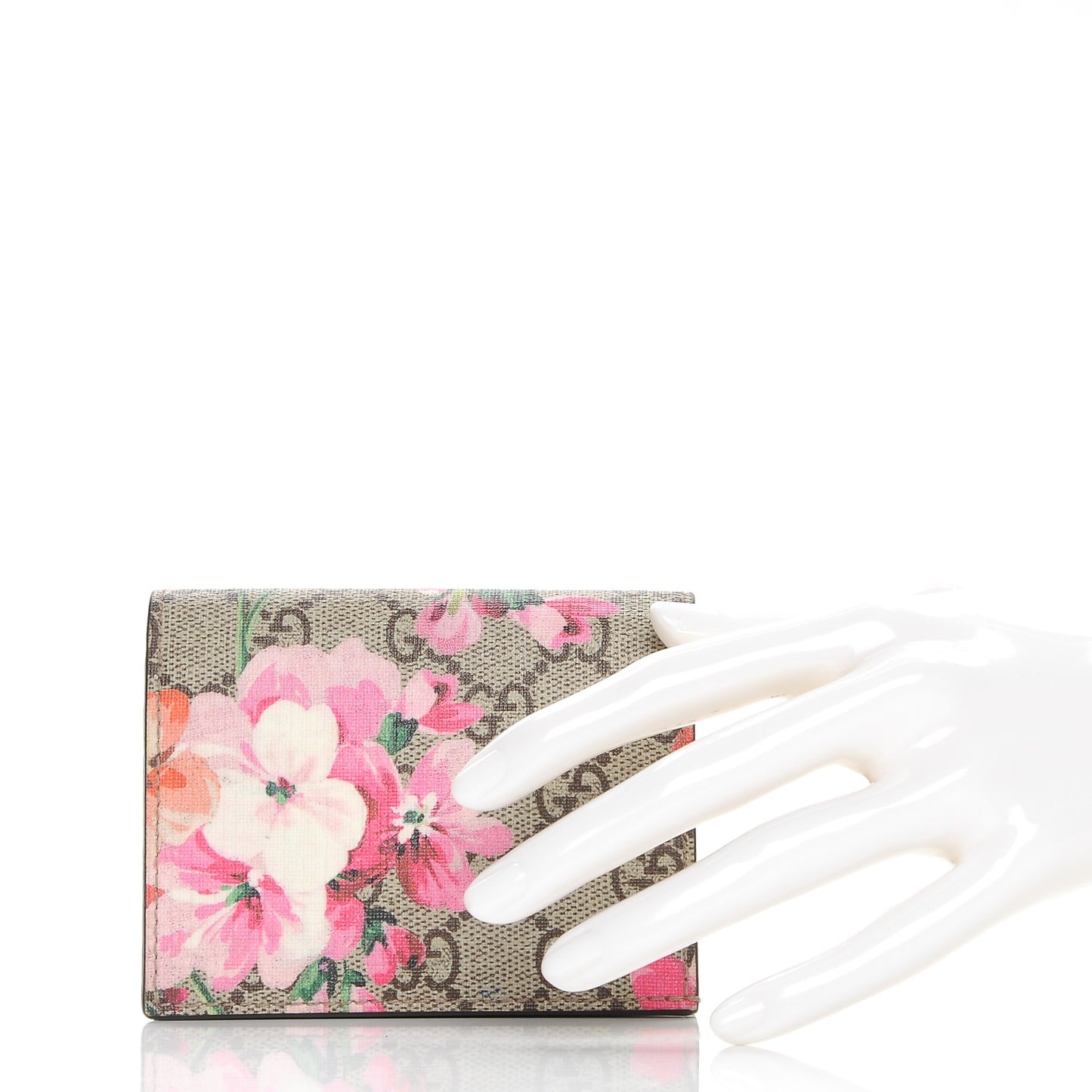 GG Supreme Monogram Blooms Card Case Beige Multicolor Dry Rose