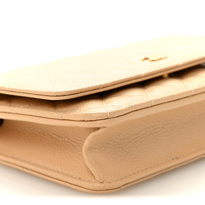 Chanel Caviar Quilted Wallet on Chain WOC Beige 10 of 12