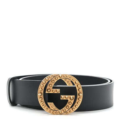 Gucci Calfskin Studded Interlocking G Belt 90 36 Black 1 of 7