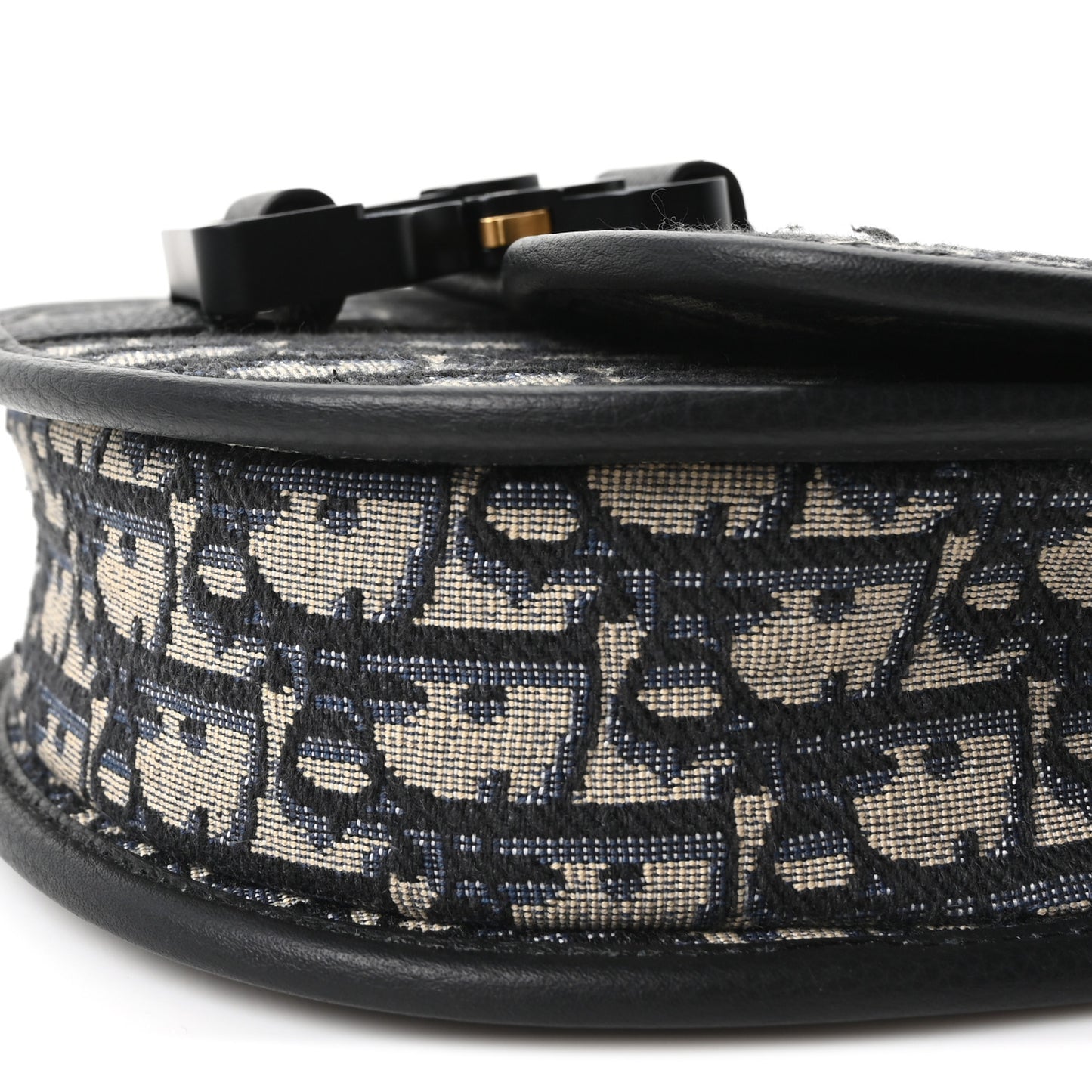 Oblique Grained Calfskin Mini Gallop Bag With Strap Black Beige