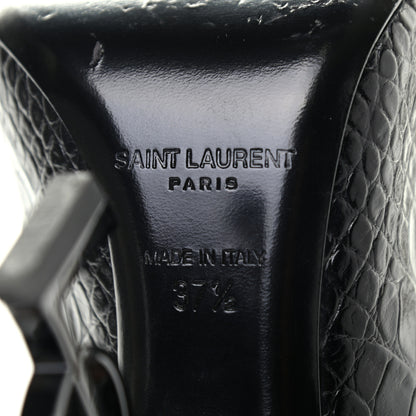 Saint Laurent Calfskin Crocodile Embossed Opyum 110 Pumps 37.5 Black 6 of 8