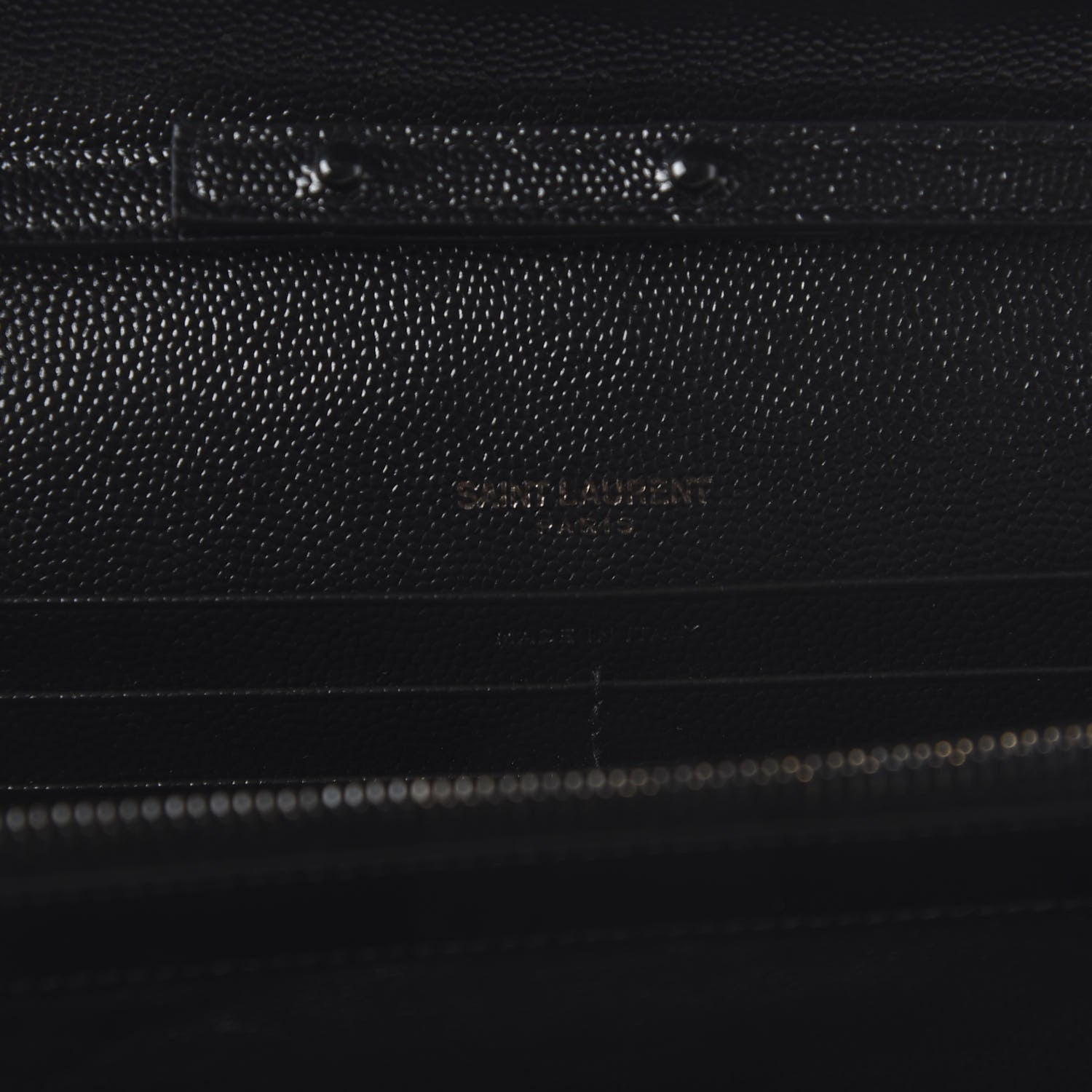 Saint Laurent Grain De Poudre Matelasse Chevron Monogram Chain Wallet Black 8 of 9