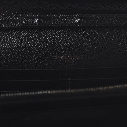 Saint Laurent Grain De Poudre Matelasse Chevron Monogram Chain Wallet Black 8 of 9