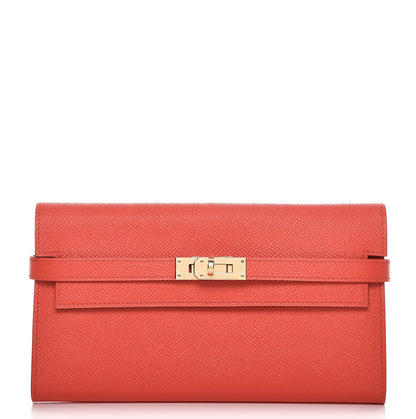 Hermes Epsom Kelly Longue Wallet Rose Jaipur 1 of 8