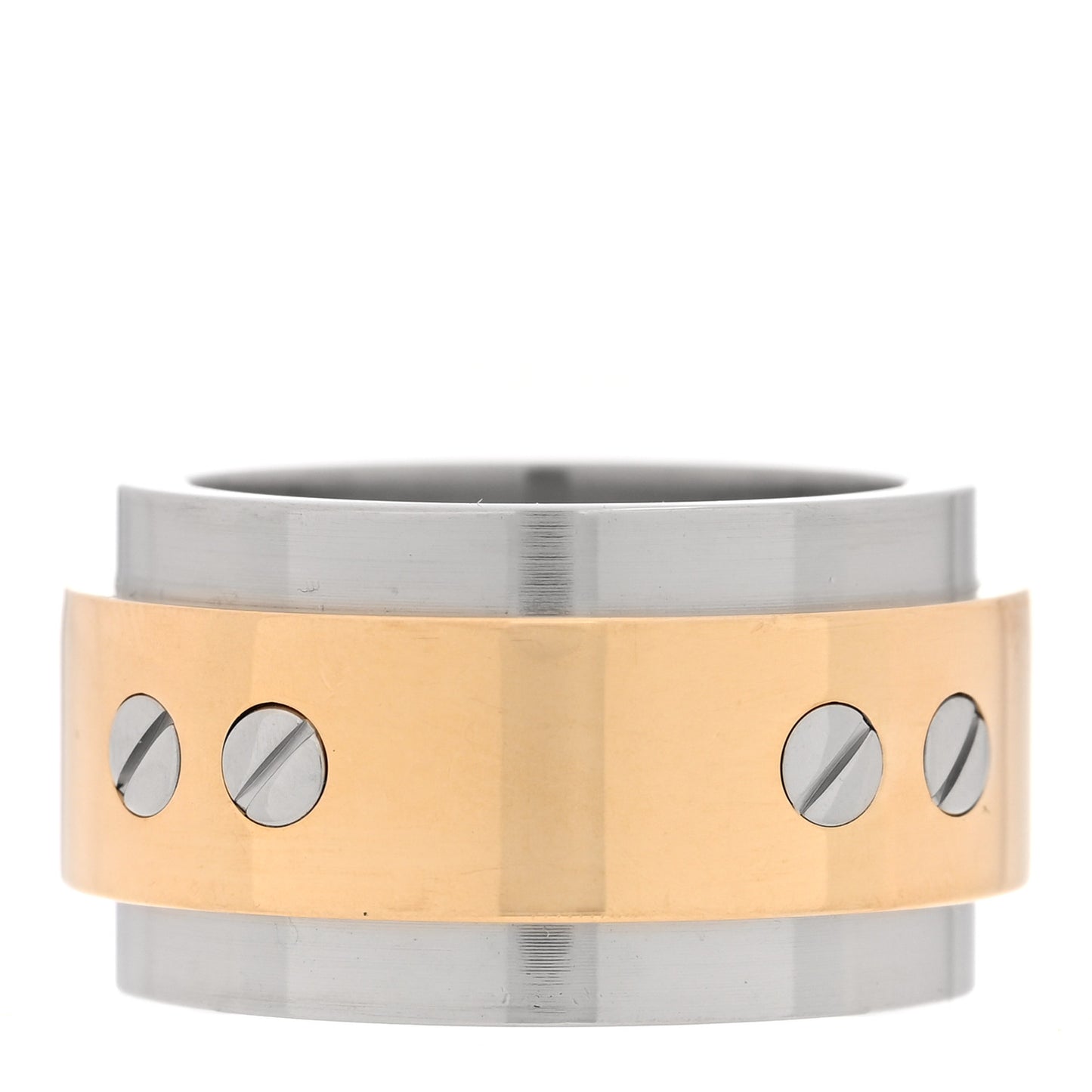 18K Yellow Gold Stainless Steel 12mm Santos Ring 51 5.75