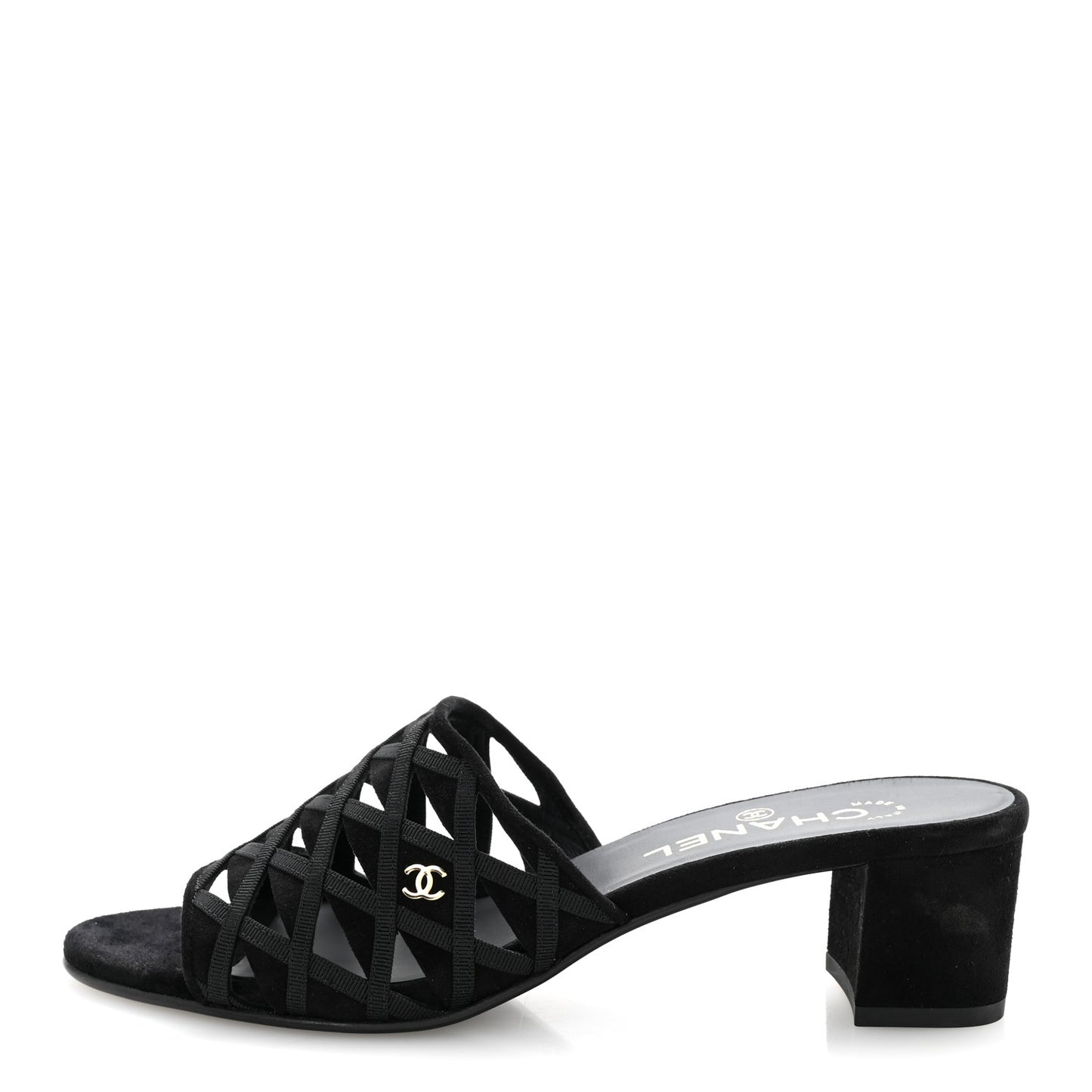 Suede Kidskin Grosgrain Sandals 39 Black