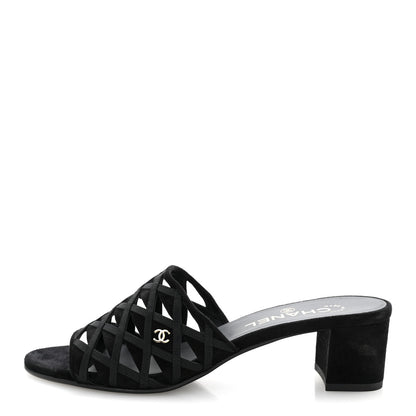 Chanel Suede Kidskin Grosgrain Sandals 39 Black 1 of 12