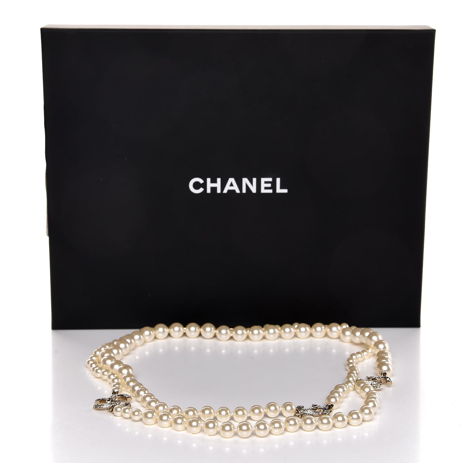Chanel Graduated Pearl CC Long Necklace Gold 6 of 6