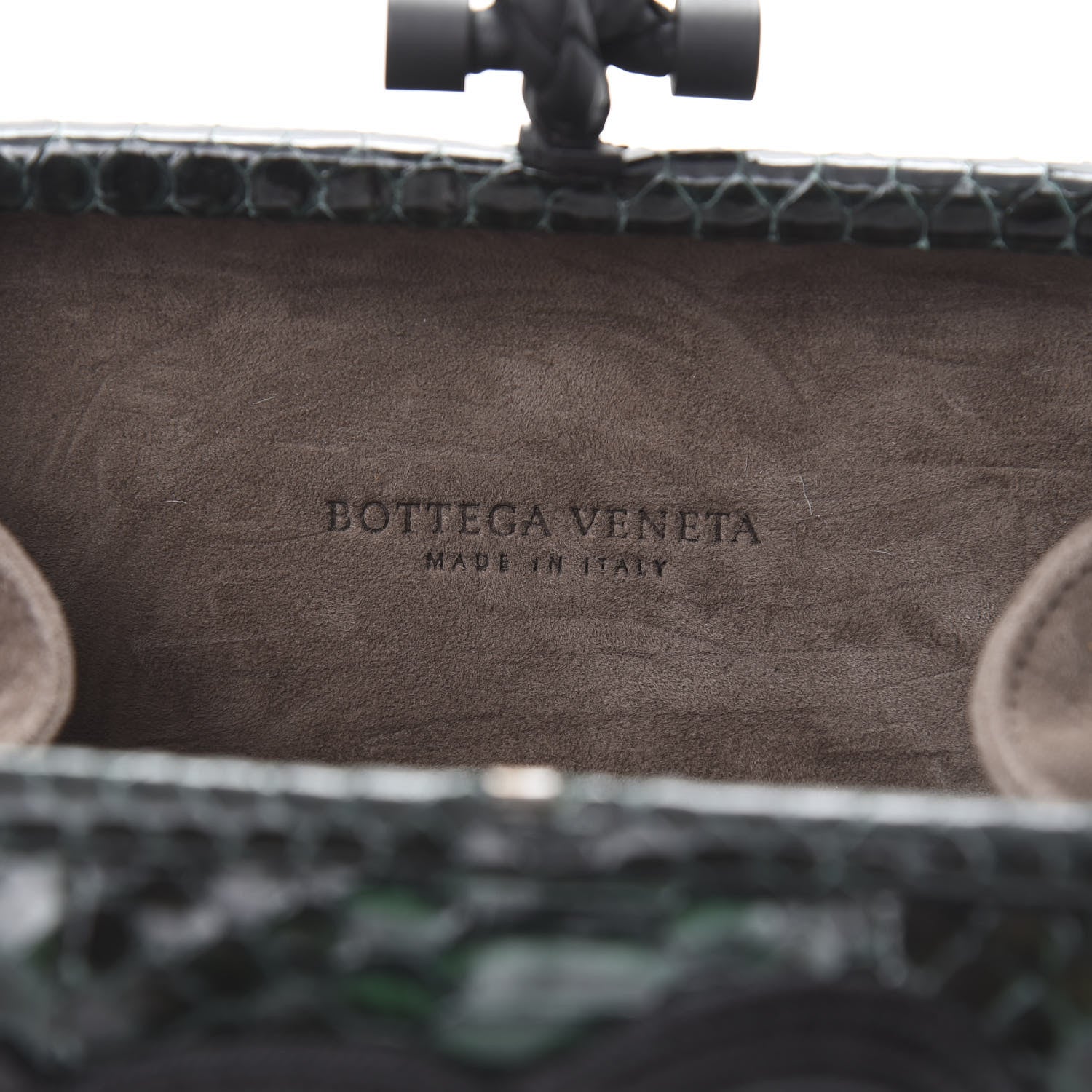 Bottega Veneta Snakeskin Passamaneria Woven Knot Clutch Emerald 6 of 8