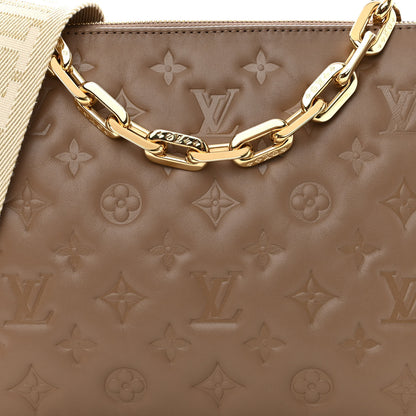Louis Vuitton Lambskin Embossed Monogram Coussin PM Taupe 7 of 9