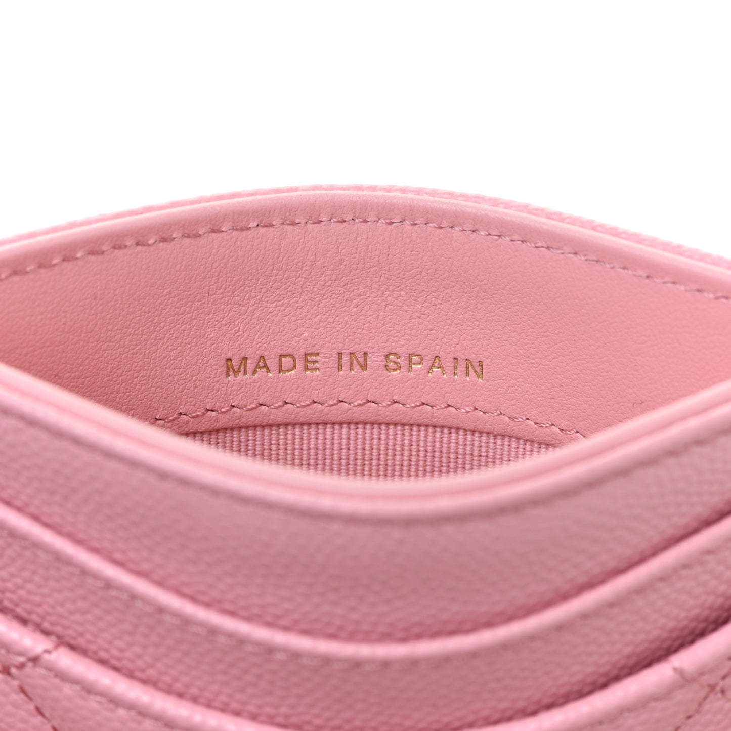 Caviar Quilted Card Holder Light Pink