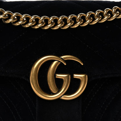 Gucci Velvet Matelasse Mini GG Marmont Shoulder Bag Black 9 of 13