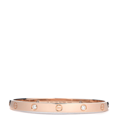 Cartier 18K Pink Gold 4 Diamond LOVE Bracelet 19 1 of 6