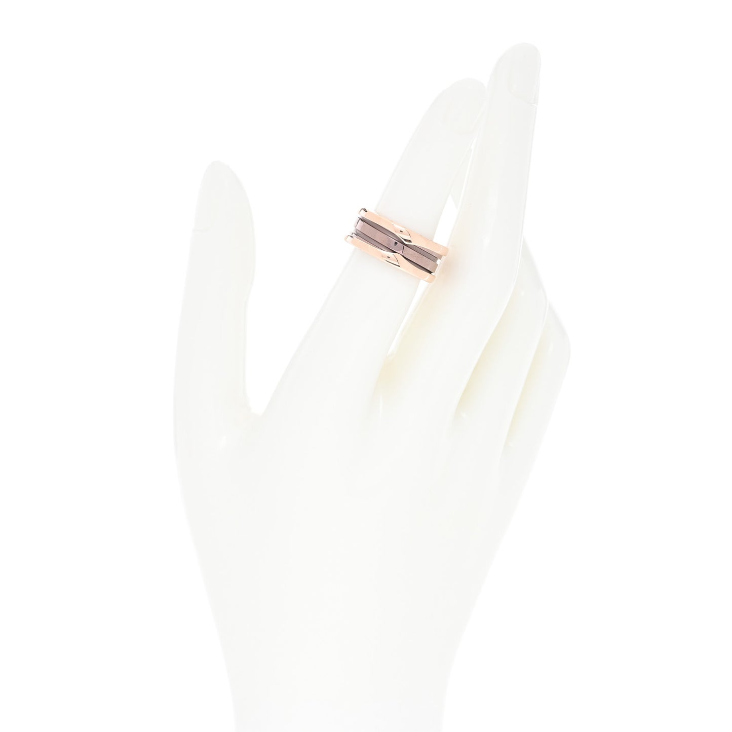 18K Rose Gold Bronze Cermet Roma B.Zero1 Two-Band Ring 50 5.25