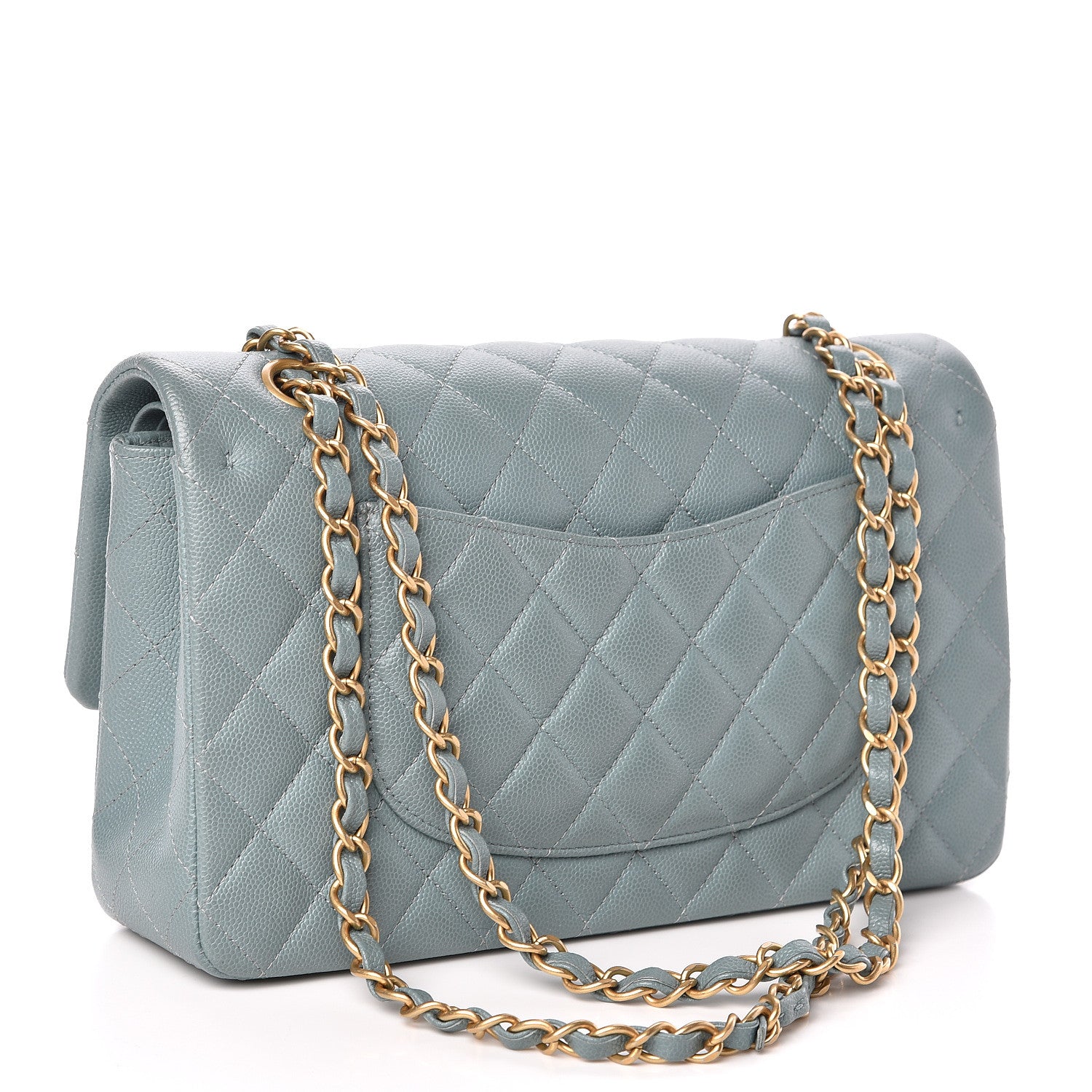 Chanel Iridescent Caviar Quilted Medium Double Flap Light Blue 3 of 10