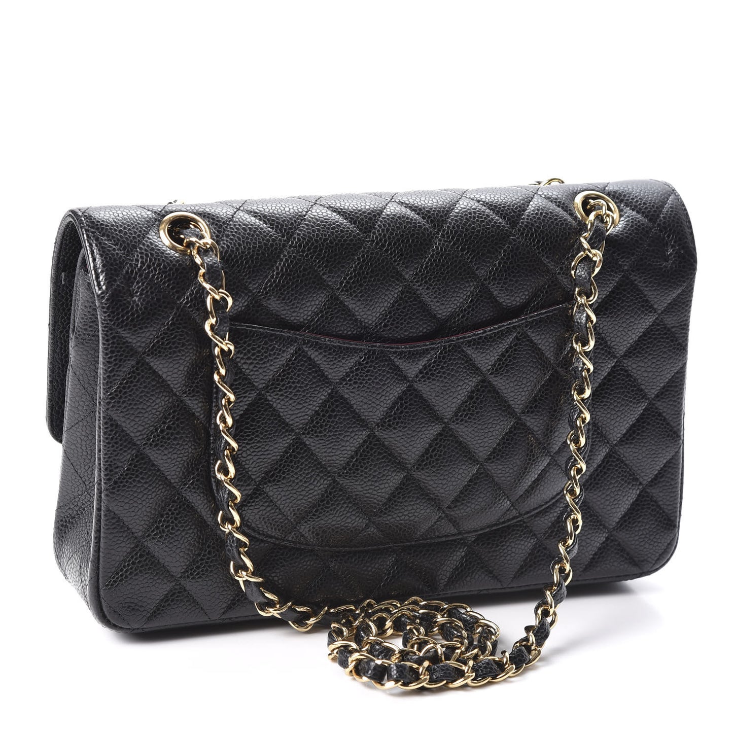 Caviar Quilted Medium Double Flap Black