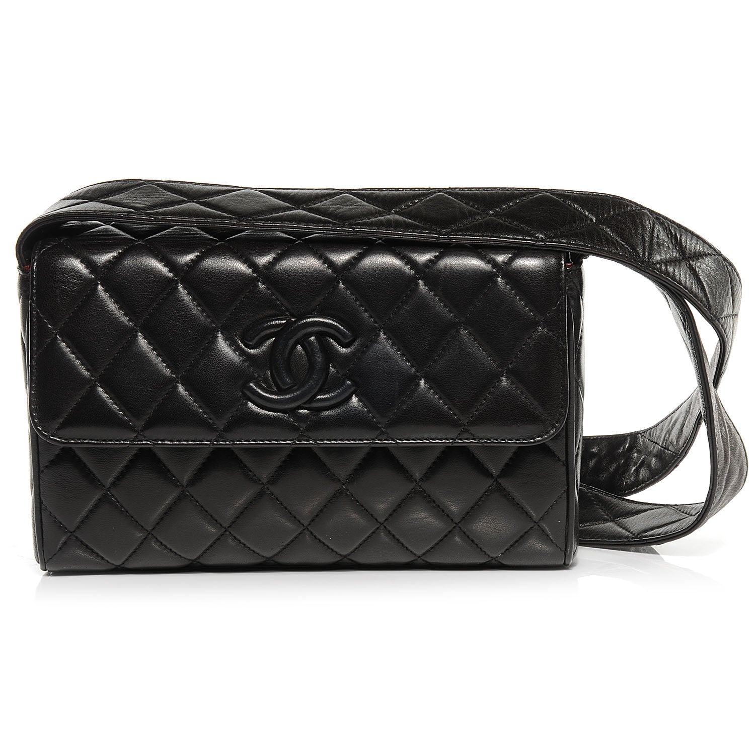 Chanel Lambskin Quilted CC Flap Shoulder Bag Black 1 of 8