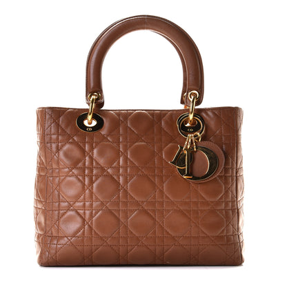 Christian Dior Lambskin Cannage Medium Lady Dior Tan 1 of 11