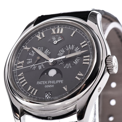 Patek Philippe Platinum Alligator 37mm Annual Calendar Moonphase Automatic Watch Black 5056P-001 10 of 12