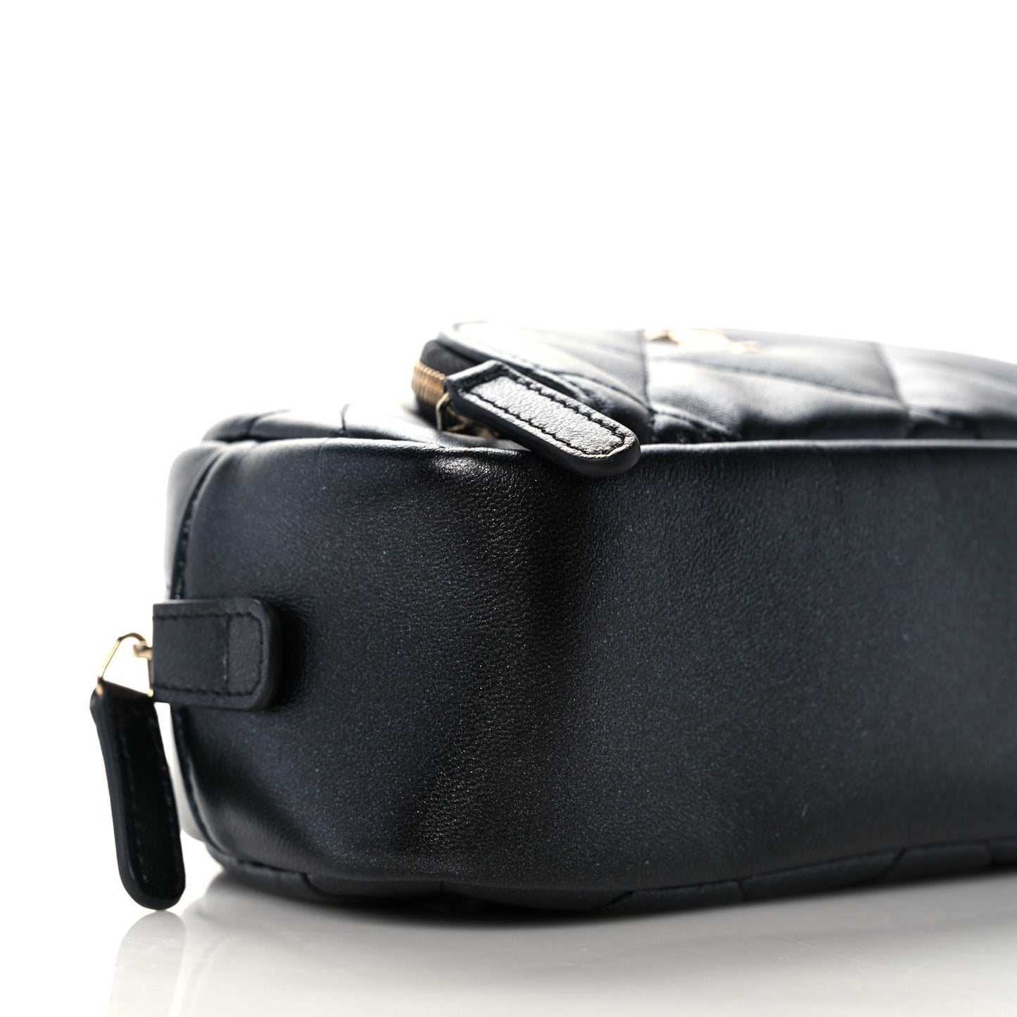 Iridescent Lambskin Quilted Pouch Black