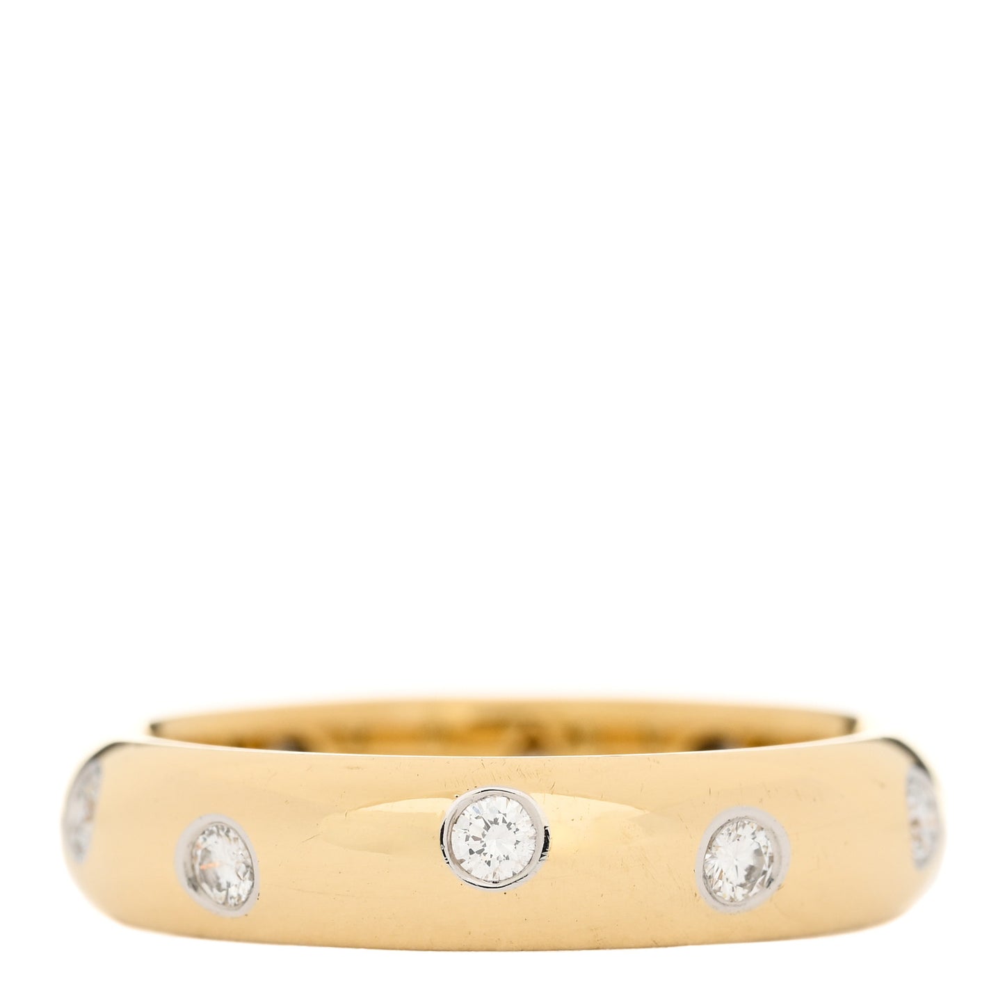 18K Yellow Gold Platinum Diamond 4mm Etoile Band Ring 50 5.5