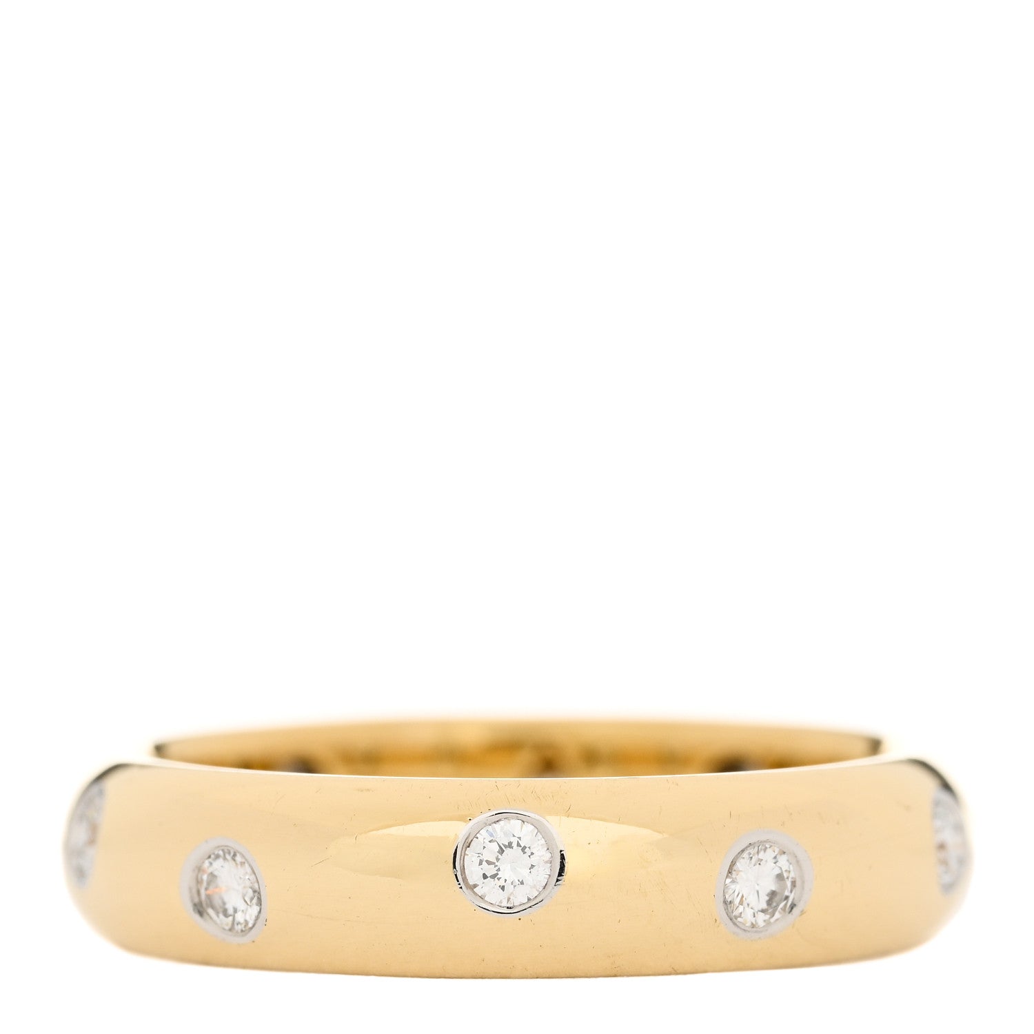 Tiffany 18K Yellow Gold Platinum Diamond 4mm Etoile Band Ring 50 5.5 1 of 5