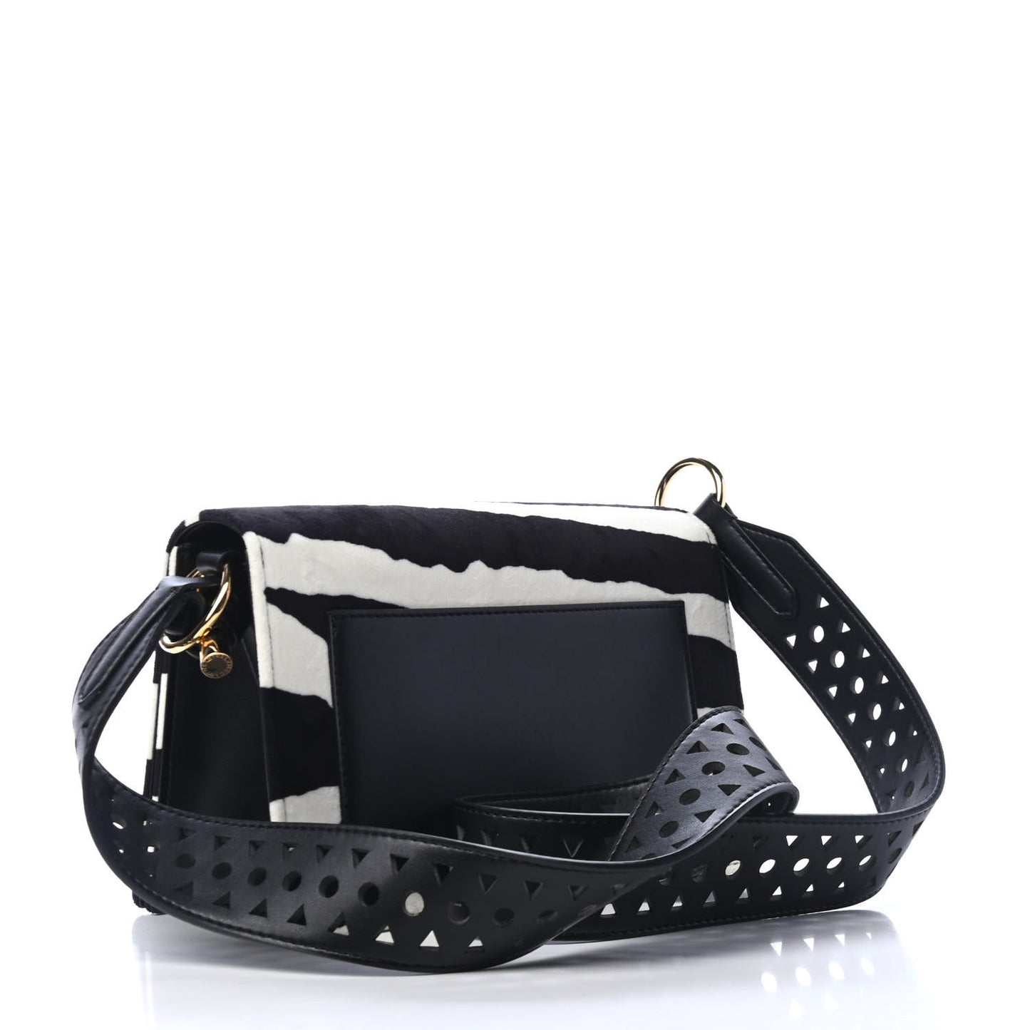Velvet Zebra Print Shoulder Bag Black