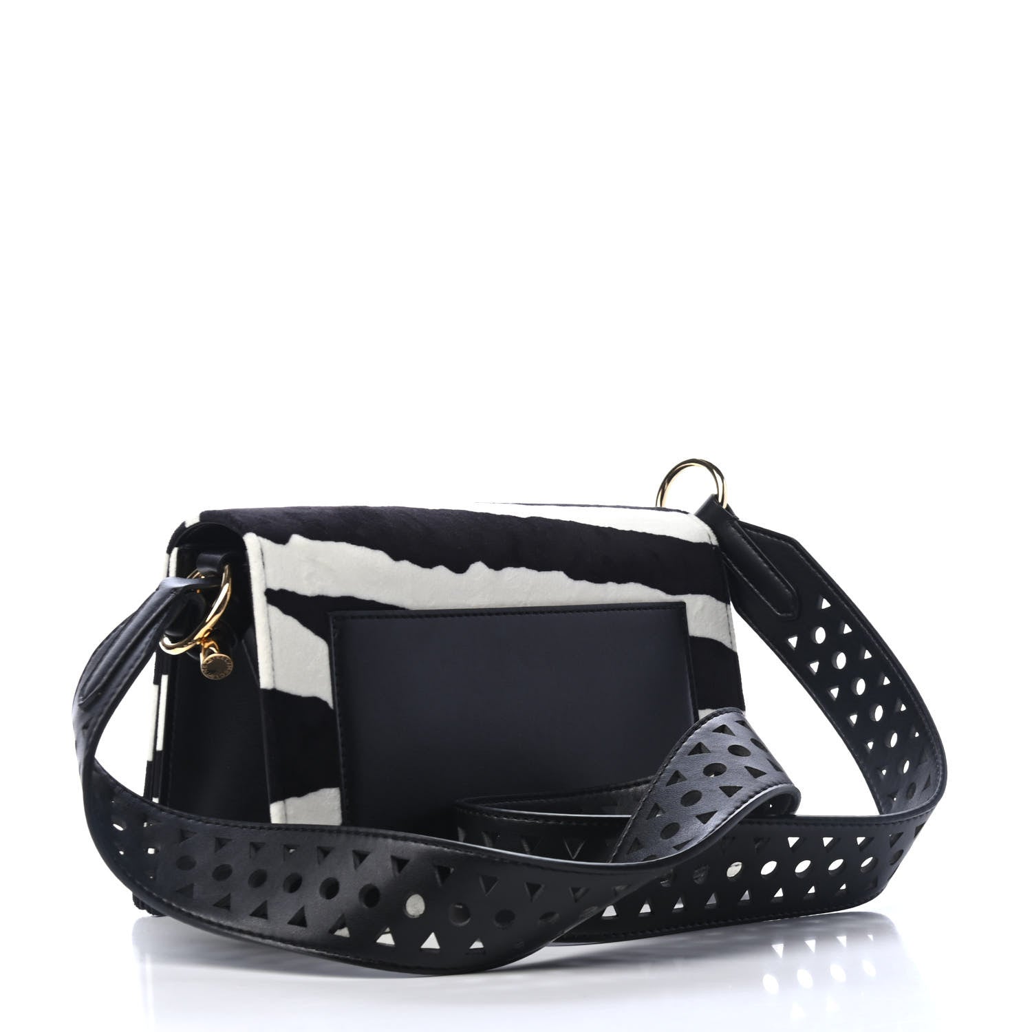 Stella McCartney Velvet Zebra Print Shoulder Bag Black 2 of 4