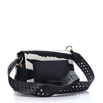 Stella McCartney Velvet Zebra Print Shoulder Bag Black 2 of 4