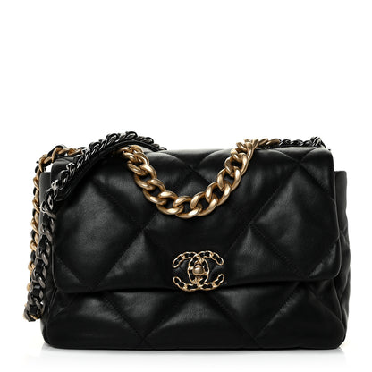 Chanel Goatskin Quilted Large Chanel 19 Flap Black 1 of 13