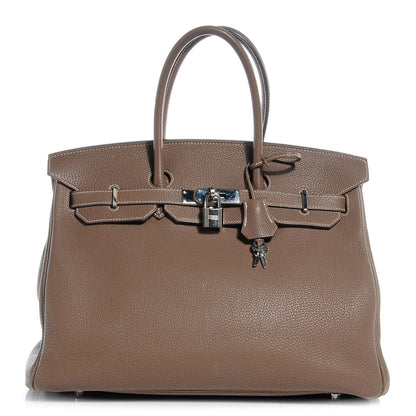 Hermes Taurillon Clemence Birkin 35 Etoupe 1 of 12